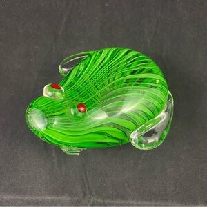 Heavy Murano Style ART GLASS Frog Toad Green Paperweight